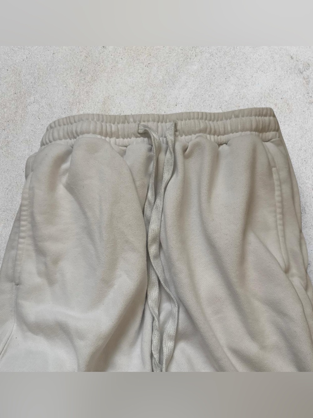 Neutral Cream/white Drawstring Sweatpants